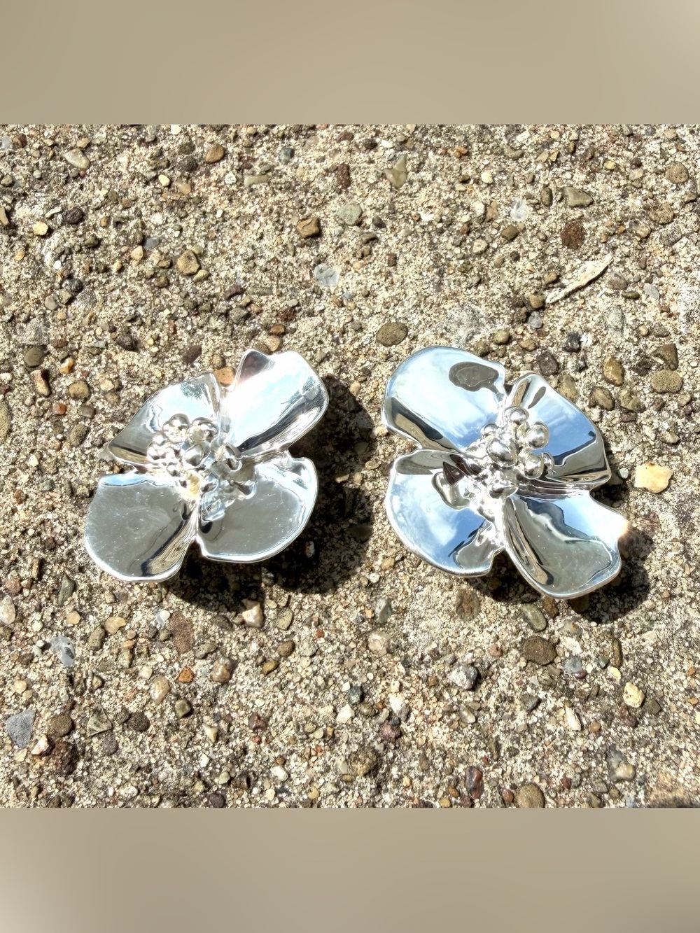 RLM Studio Sterling Silver Dogwood Flower Clip On Earrings